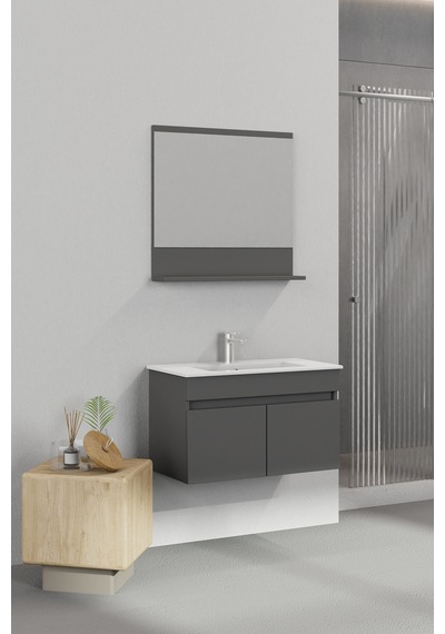 Biani Tome 80 Cm Banyo Dolabı Renk Mat Gri