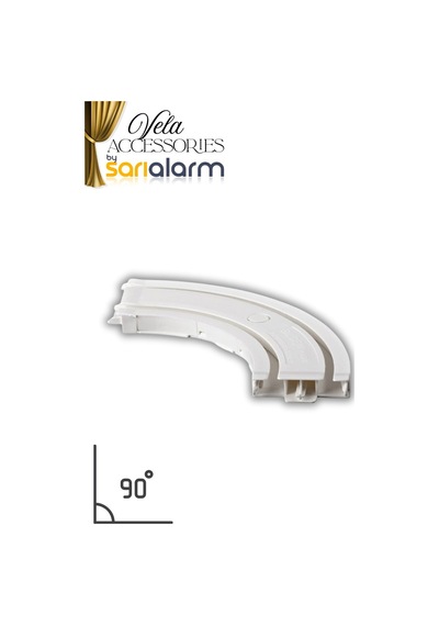 Vela - 2 Raylı Kornişler İçin Tam Dönüş 90 Beyaz