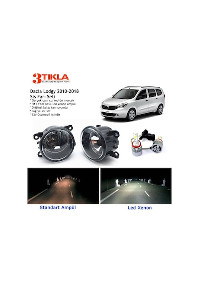 Dacia Lodgy Beyaz Led Xenon Sis Farı Seti