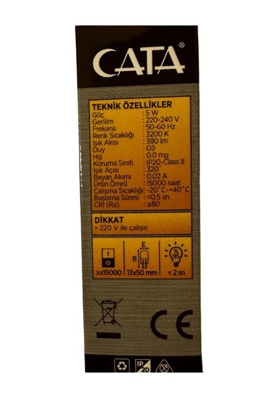 Ct-4221 3w 3200k Günışığı G9 Duylu Kapsül Ampul 10 Adet