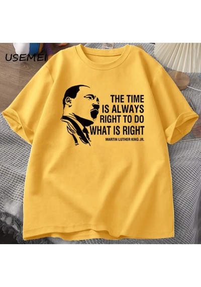 Flood Of Style Zaman Her Zaman Yapmak İçin Doğru T Shirt Erkekler Kadınlar Martin Lutherking T-shirt Mlk Boy Sarı