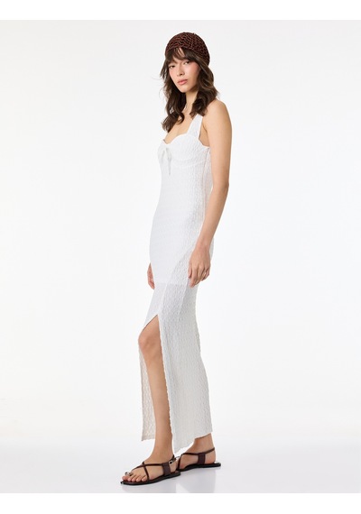 Koton Bürümcük Kumaş Kalp Yaka Kolsuz Uzun Bodycon Elbise Ekru 6sal80012ık Koton Bürümcük Kumaş Kalp Yaka Kolsuz Uzun Bodycon Elbise Ekru 6sal80012ık