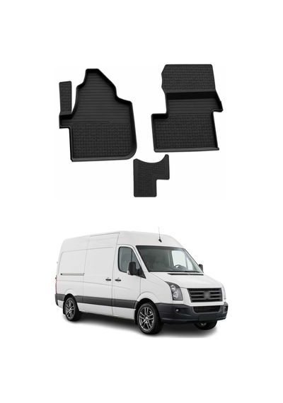 Volkswagen Crafter 2006-2017 Ön Tekli Koltuk Uyumlu 4d Havuzlu Paspas Kauçuk Siyah 3 Parça