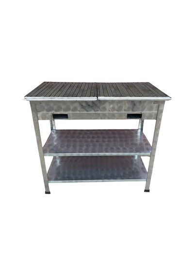 Paslanmaz Kömürlü Mangal 40 X 80 Çift Sehpalı Lama Izgaralı