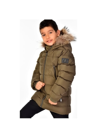 Natürel Kürklü Erkek Çocuk Mont 51248 Haki