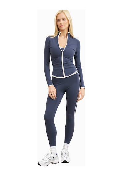 Because Of Alice Base Contrast Trim Zip Up Jacket Şekillendirici Kontrast Detaylı Kadın Ceket Mavi
