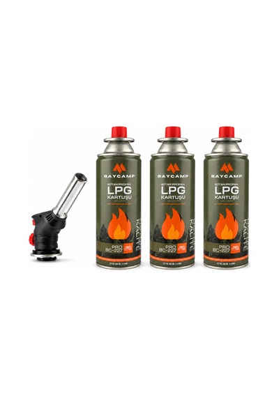 Bc-pro1300 Seramik Yalıtımlı Pürmüz Başlığı + 3 Adet Lpg Kartuş Seti Siyah