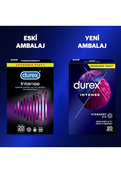 Durex Intense Uyarıcı Jelli ve Tırtıklı Prezervatif 20'li