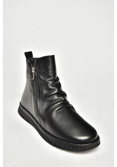 Fox Shoes T555366303 Siyah Hakiki Deri Comfort Ortopedik Taban Kadın Bot Siyah