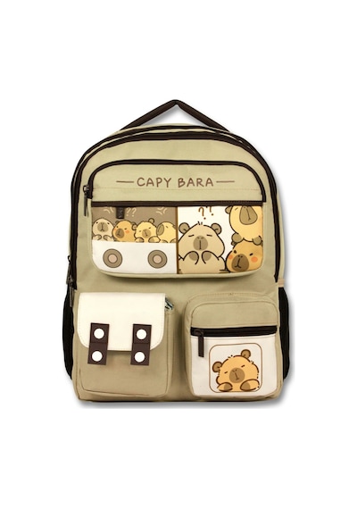Capybara Kahverengi Erkek Çocuk Çok Cepli İlkokul Okul Sırt Çantası - 6209