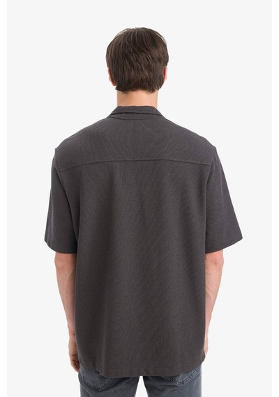 DeFacto Relax Fit Apaş Yaka Hafif Kumaş Yazlık Kısa Kollu Gömlek F2838AX25SPAR104