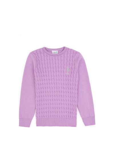 U.S. Polo Assn. Kız Çocuk Lila Bisiklet Yaka Basic Kazak 50313060-VR034