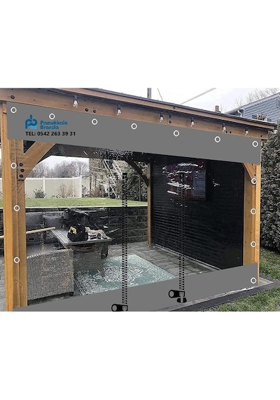 Pvc Şeffaf Branda Kış Bahçesi Fermuarlı 100 X 250 Gri