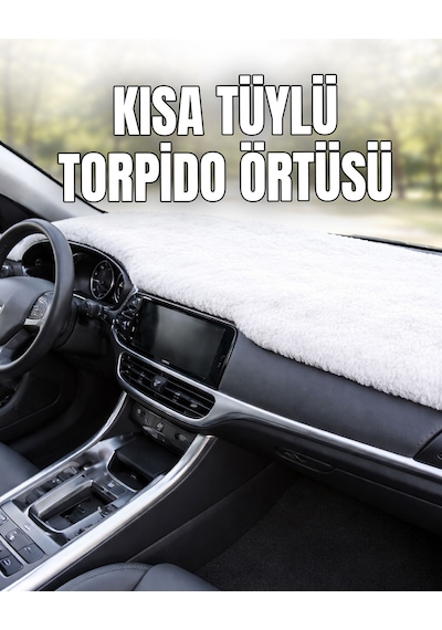 Kısa Tüylü Torpido Koruma Örtüsü, Güneşten Korur, Çatlak Önleyici Örtü Beyaz