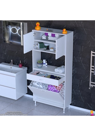 Modilayn Arda 70x173x32,5 Cm 1 Çekmece 2 Göz Sepetli Ve 3 Raf Akıllı Dolap İle Dağınıklığa Son Beyaz Modilayn Arda 70x173x32,5 Cm 1 Çekmece 2 Göz Sepetli Ve 3 Raf Akıllı Dolap İle Dağınıklığa Son Beyaz