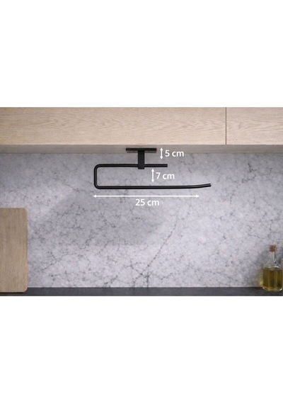 Siyah Rulo Havluluk Peçetelik Yapışkanlı Pratik Banyo Mutfak Askısı Kağıt Rulo Havluluk Siyah Metal Diğer