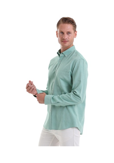 Hatemoğlu Yeşil Comfort Fit Düz 100% Pamuk Düğmeli Yaka Uzun Kollu Casual O Yeşil Hatemoğlu Yeşil Comfort Fit Düz 100% Pamuk Düğmeli Yaka Uzun Kollu Casual O Yeşil
