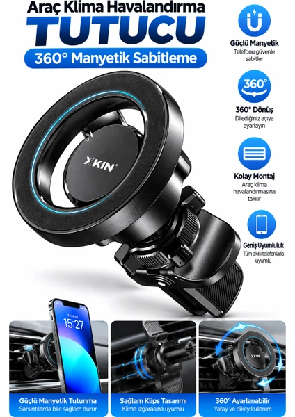 Xk-holder53 Araç Içi Klima Manyetik Havalandırma Telefon Tutucu 360 Siyah Universe