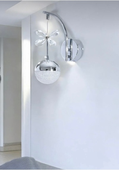 Pil Gün Işığı Ledli Lüks Duvar Aplik Krom Krom