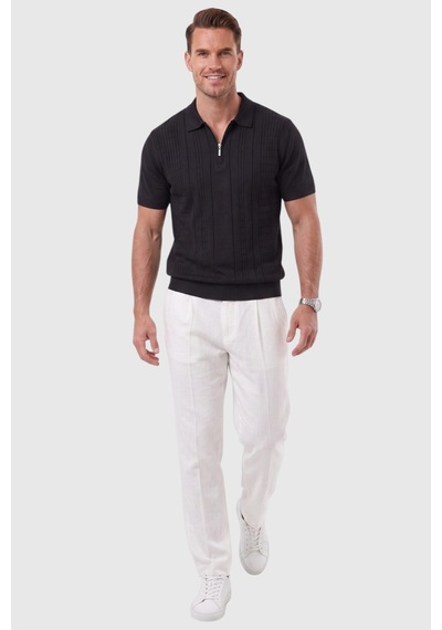 Rizzup Erkek Fermuarlı Siyah Polo Yaka Triko Tişört Regular Fit Rahat Kesim 2604360