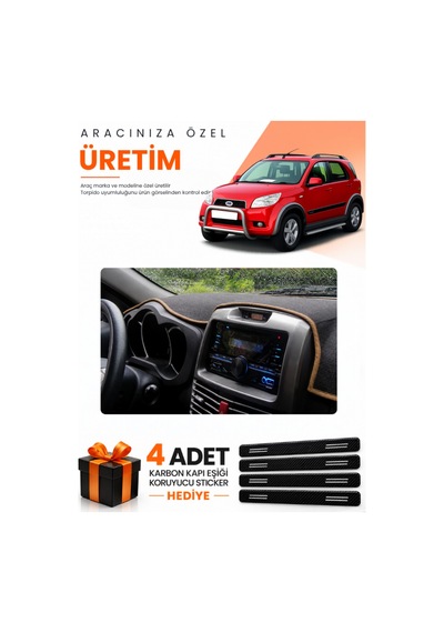 Daıhatsu Terıos 2006-2011 Uyumlu Torpido Koruma Örtüsü Oto Kılıfı - Siyah Kahverengi