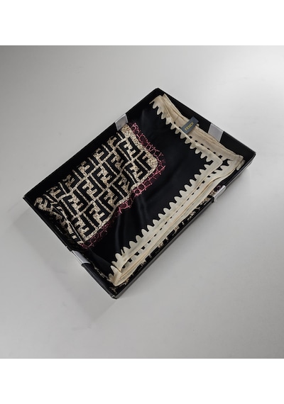 Miorel Scarfs Premium Yeni Sezon F Desen İpek Vual Şal Silk Scrafs Shawl Hijab Siyah