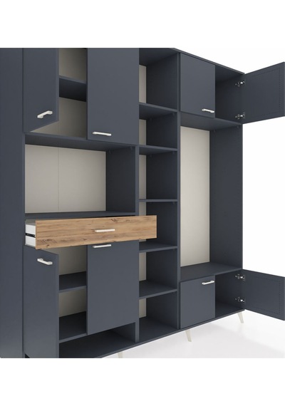 Hyperion Dolap 12 Raflı Tek Çekmeceli 8 Kapaklı 220x44x243 Antrasit-antrasit/çam Antrasıt/atlas Çam Hyperion Dolap 12 Raflı Tek Çekmeceli 8 Kapaklı 220x44x243 Antrasit-antrasit/çam Antrasıt/atlas Çam