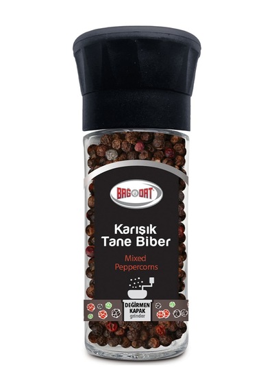 Bağdat Karışık Tane Biber Değirmenli Kapak Cam Kavanoz - 8 Adet Tarı