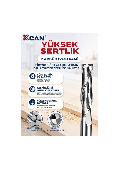 6 Mm Çift Ağızlı Spiral Karbür Freze Ucu 6x12x45 Mm Cnc Ve El Frezesi İçin