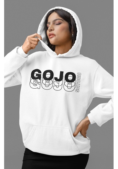 Sevbano Jujutsu Kaisen Gojo Satoru Anime Sırt Baskılı Unisex Oversize Pen beyaz