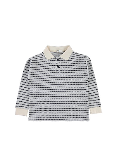Civil Boys Çizgili Polo Yaka 6-9 Yaş Sweatshirt - Lacivert