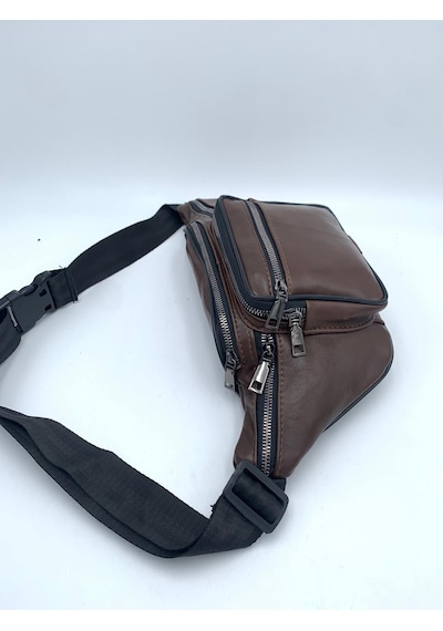 Nahitatyana Unisex Kahve Çok Cepli Hakiki Deri Freebag Bel Çantas Kahve - Kahve