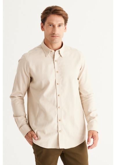AC&Co / Altınyıldız Classics Erkek Bej Slim Fit Dar Kesim Gizli Düğme Yaka %100 Pamuk Gömlek Bej AC&Co / Altınyıldız Classics Erkek Bej Slim Fit Dar Kesim Gizli Düğme Yaka %100 Pamuk Gömlek Bej