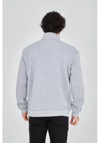 Etiler Collection Erkek Yarım Fermuarlı Baskılı Sweat - Gri