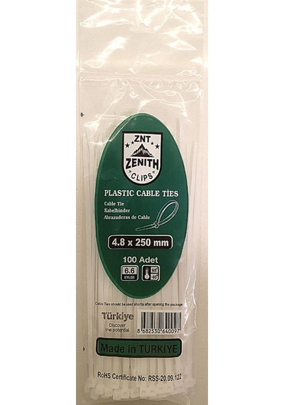 Zenıth Kablo Kelepçesi 4,8x250 1 Paket 100 Adet