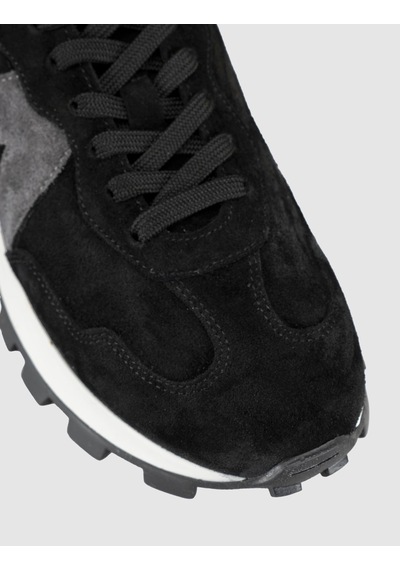 %100 Hakiki Süet Deri Siyah Bağıcıklı Kadın Sneaker Ayakkabı