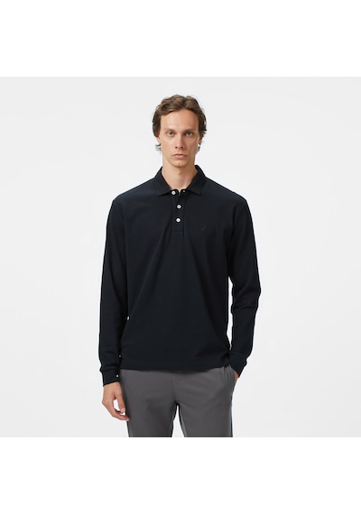 Nautica Erkek Siyah Classic Fit Uzun Kollu Polo Yaka T-shirt Düz K57042t Siyah