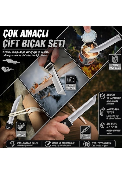 Çift Bıçak Tanto Siyah Ejder M390 Çelik Kamp Ve Koleksiyon İçin