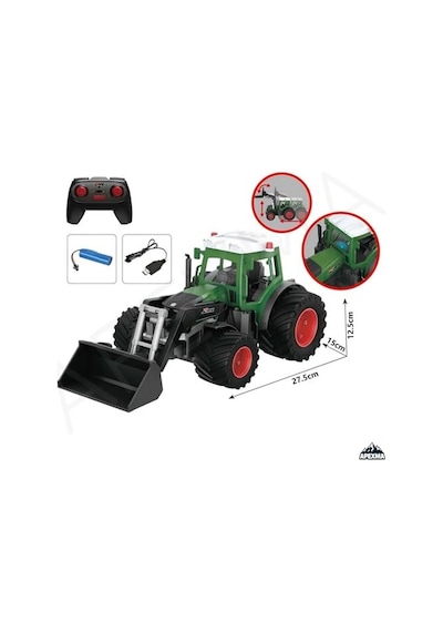 Oyuncak 2.4ghz Uzaktan Kumandalı 1:24 Ölçek Şarjlı Rc Traktör Forklift Aparatlı - Oyuncak Kepçe Traktör Kepçe Aparatlı