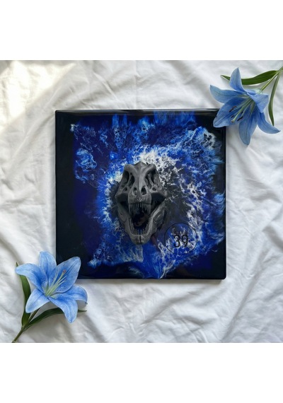3d T-rex Kafatası Mavi Epoksi Duvar Tablosu, El Yapımı Heykelsi Sanat Eseri, 35x35 Cm, Modern & Statement Tasarım 35 x 35 CM 3d T-rex Kafatası Mavi Epoksi Duvar Tablosu, El Yapımı Heykelsi Sanat Eseri, 35x35 Cm, Modern & Statement Tasarım 35 x 35 CM
