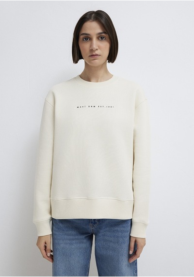 Mavi - Mavi Denim Baskılı Ekru Sweatshirt 1s10525-80194 Ekru