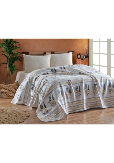 Organic Cotton Battal Pike Takımı Çift Kişilik Lastikli Çarşaflı Set Duru Krem