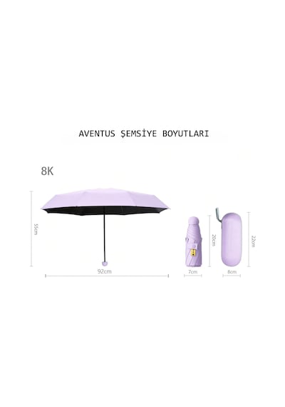 Aventus Kapsül Şemsiye - Uv Korumalı Güneş Şemsiyesi Mor