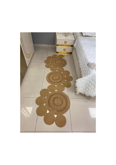 Jüt Hasır Görünümlü Desenli Modern El Örgüsü Sarmal Halı Kilim Kırçıl Hasır Kırçıl Hasır