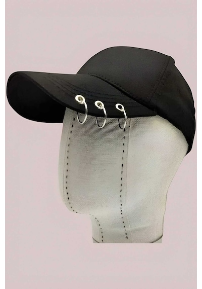 Tezzgelsin Unisex Arkadan Ayarlanabilir 3 Halka Piercing Şapka Beyzbol Kep Şapka Siyah