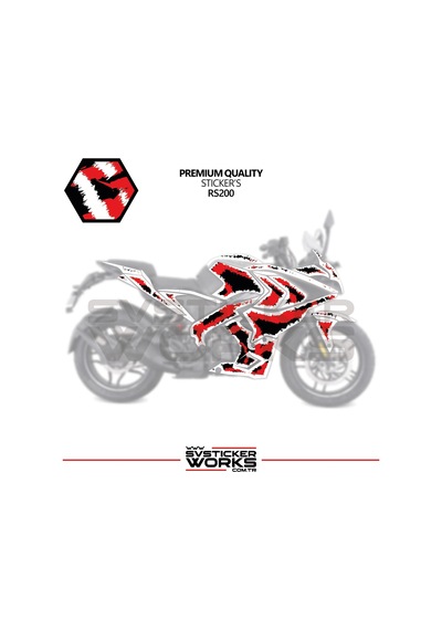 Bajaj Rs200 Kaplama Sticker Air Brush Motor Kaplama Modeli Hazır Kit Tüm Modeller Uyumlu Kırmızı