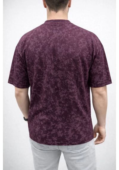 Erkek Premium Tişört Osy Yumuşak Dokulu Yıkamalı Oversize T-shirt - Bordo
