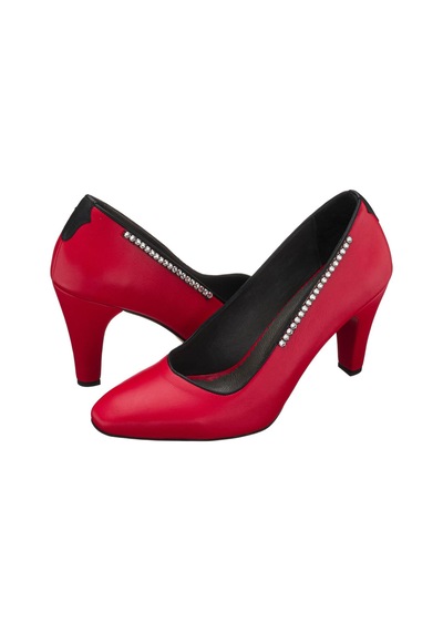 Costo Shoes 40-41-42-43-44 Numara Ays7986 Kırmızı Deri Topuklu Özel Seri Kadın Stiletto Kırmızı Deri
