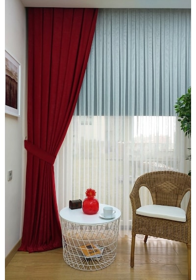 Evdepo Home Kırmızı Düz Renk Soft Fon Perde Tek Kanat Kırmızı