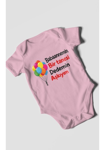 Morivokids Babaanneye Ve Dedeye Özel Kısa Kollu Bebek Body %100 Pamuk Zbn161-kk Koyu Pembe